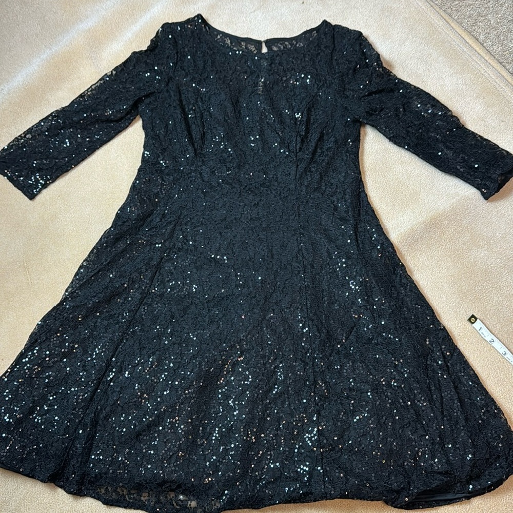 SLNY black lace and sequin dress
